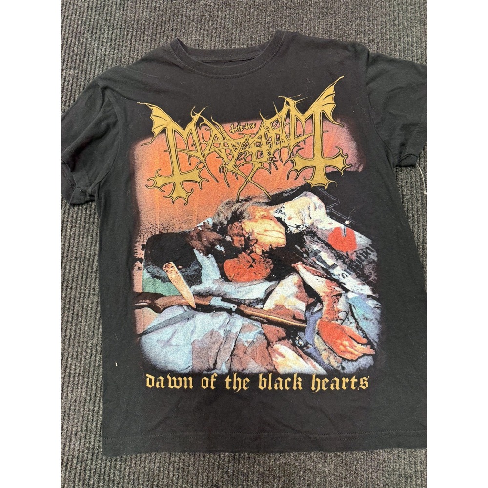Mayhem Dawn of the Black Hearts T Shirt Black Metal Graphic Double Sided